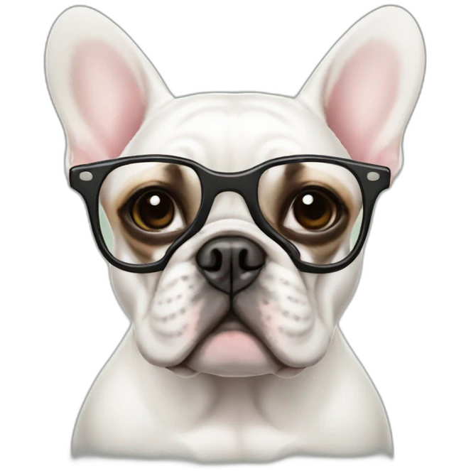 French bulldog in glasses emoji