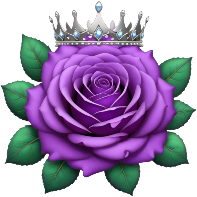 Purple rose flower, silver circle plaque, silver tiara emoji