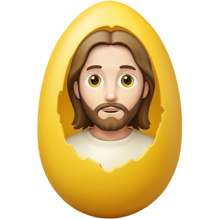 jesus coming out of a yellow easter egg emoji