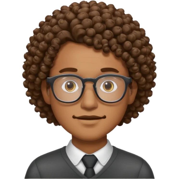 homme blanc brun avec cheveux frisés et lunette emoji