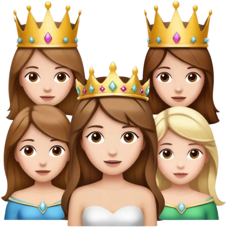 2 brown haired girls and 1 blonde wearing a crown emoji