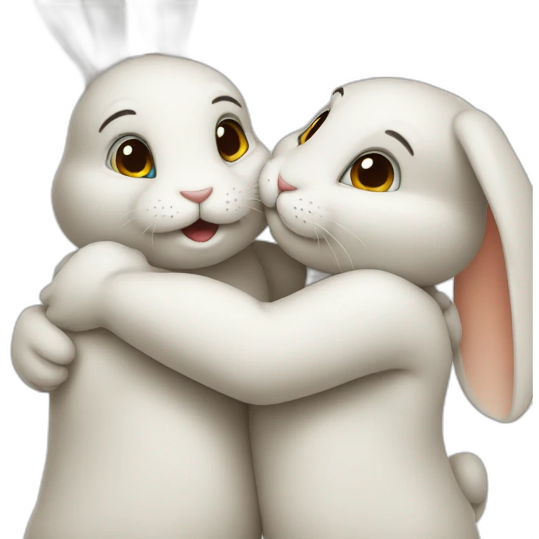 Two rabbits hug each other  emoji