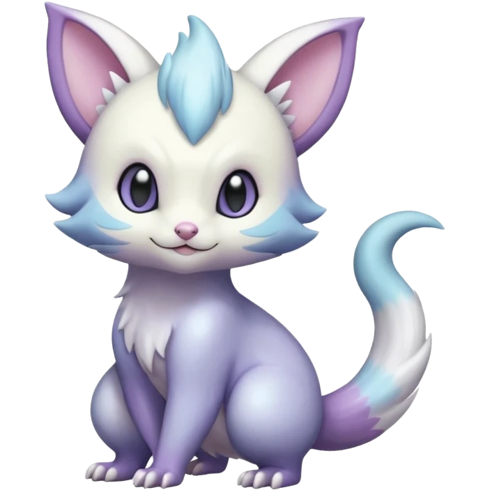 Shiny Iridescent Pale Pastel Whitish Bright Delcatty-Furret-Absol-Noibat-Hybrid (Full body) emoji