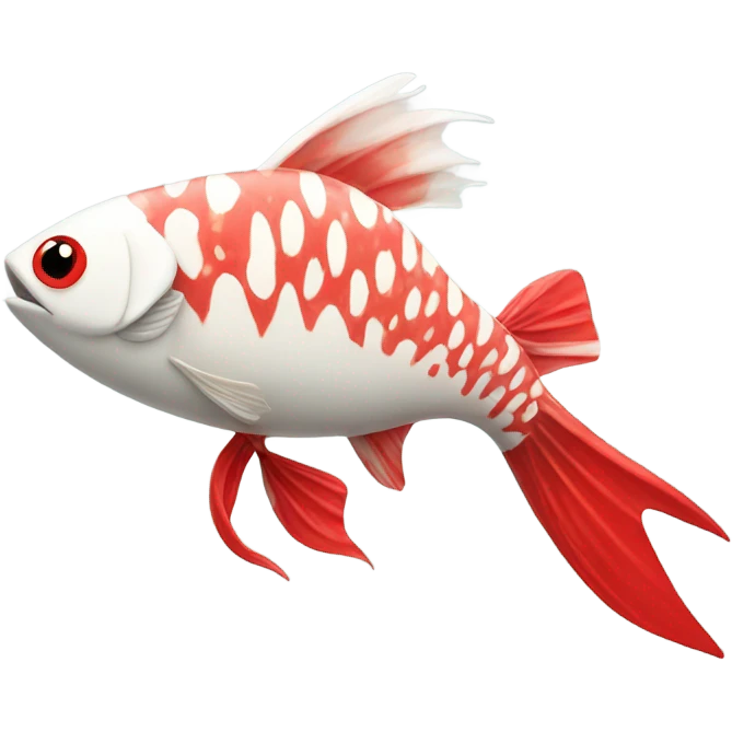 Tall red and white fish emoji