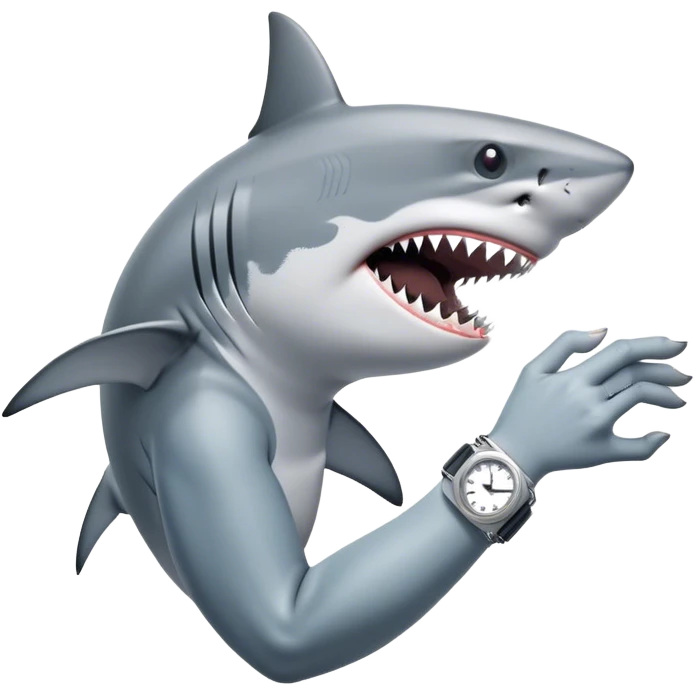 shark impatiently tapping wristwat emoji