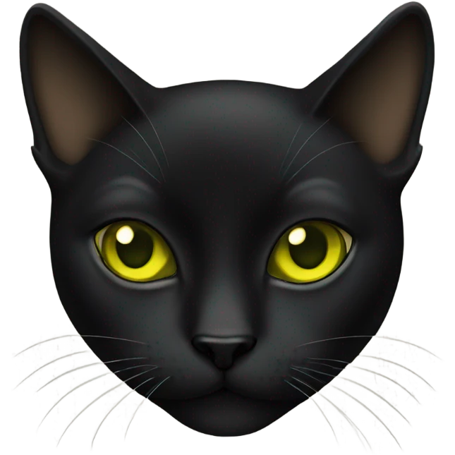 black cat with yellowish green eyes emoji