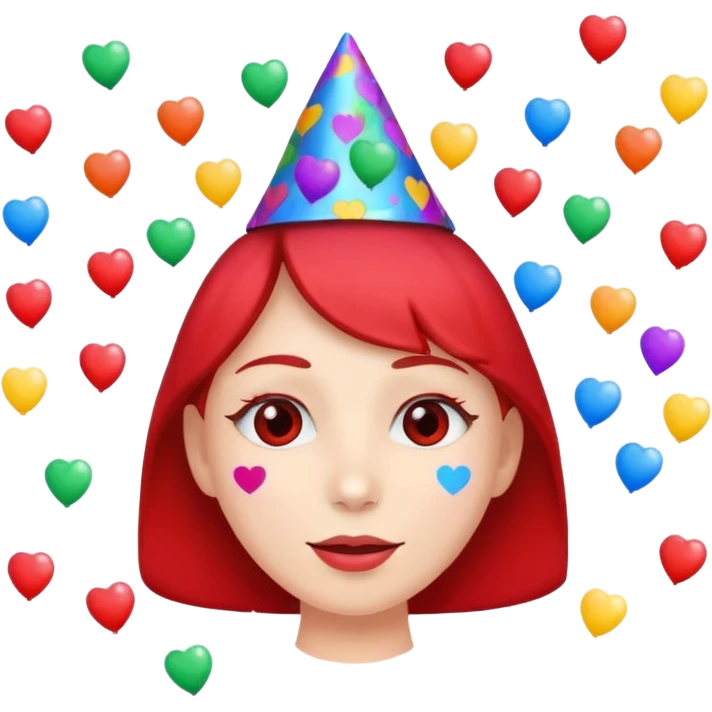 i want a  A festive heart face wearing a party hat and surrounded by confetti, it cant be a person it has to be a heart emoji