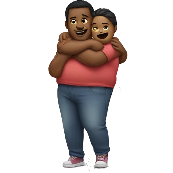 Fat boy hug slim girl emoji