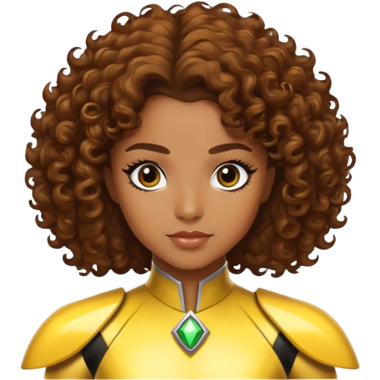 Princess yellow power ranger brown skin brown curly hair emoji