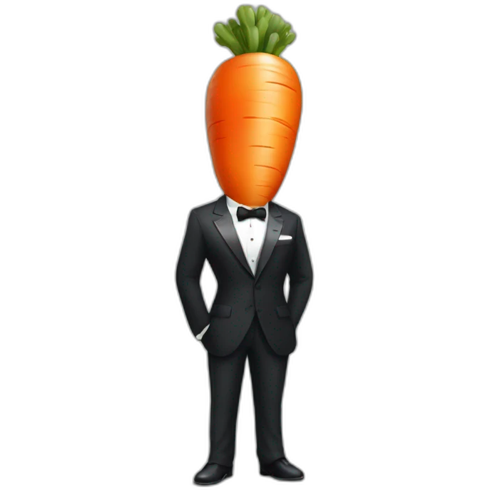 A carrot looking cool wearing a James Bond suit emoji