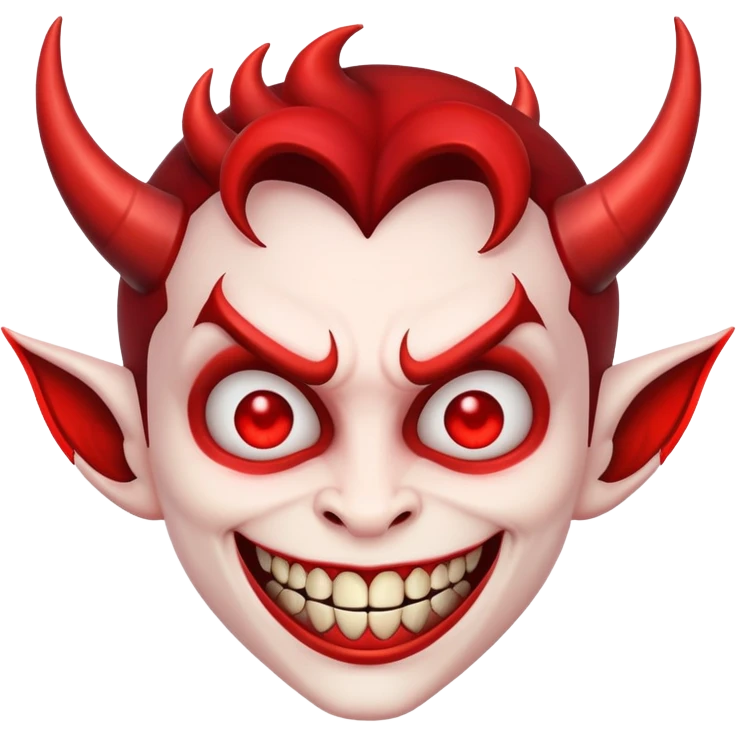 evil character with devil horns and malicious smile emoji