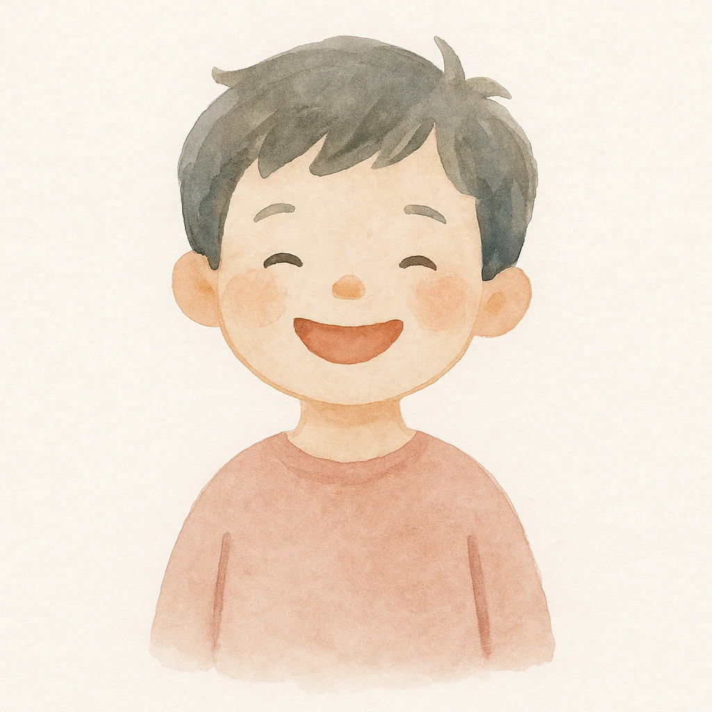 a happy kid, watercolor art style emoji