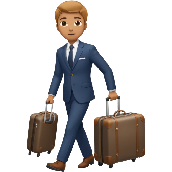 Please create an image of a young person departing overseas for employment. Set the scene as them pulling a suitcase toward the airp emoji