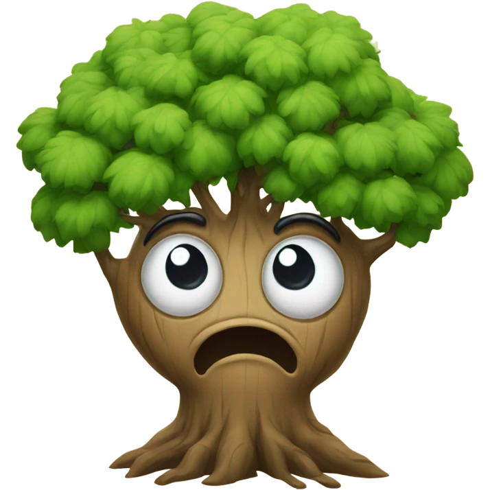 Tree with a face emoji