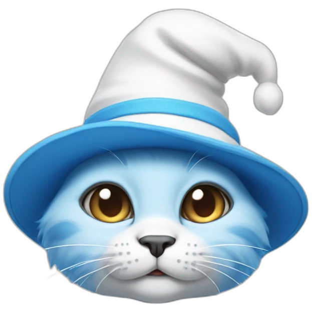 Blue smurf cat with white hat emoji