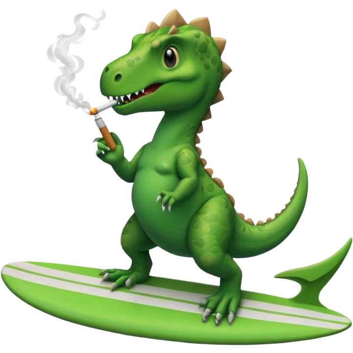 dinosual smokig a ciggerett while surfing emoji
