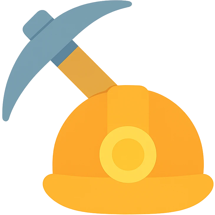 mining industry scene with a pickaxe and helmet emoji