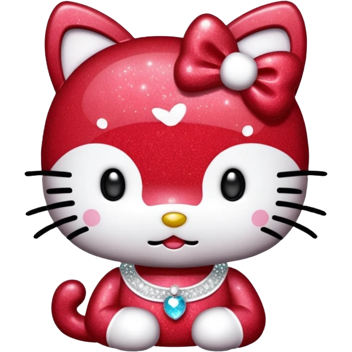 red glitter hello kitty emoji