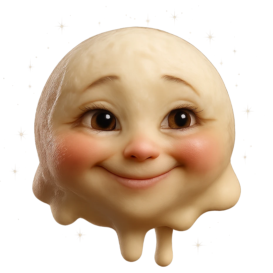 Create an animated version of the emoji in a realistic style with a joyful expression, expressive eyes, slightly rosy cheeks, and a subtle sparkling effect around the face. The background should be transparent. Use the realistic style as a reference for the animation. emoji