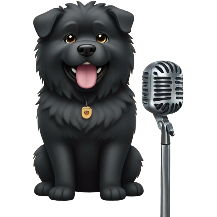 Black chow dog with a guitar and microphone  emoji