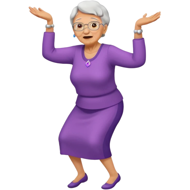 A grandma trying to to do a dance but breaks her neck and back  emoji