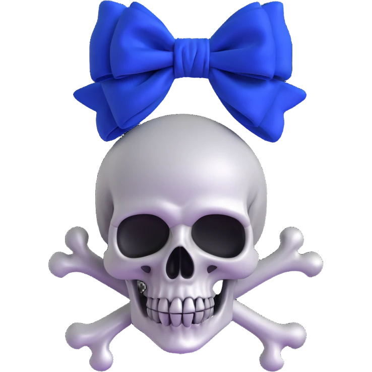 gothic bow, cobalt blue velvet, silver skull charm, black rose center, rich and gothic emoji