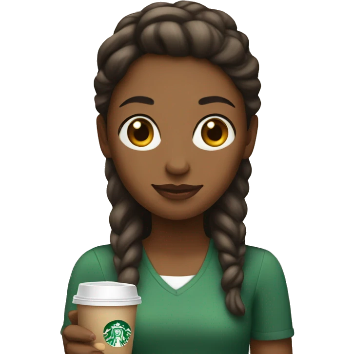 Girl holding Starbucks emoji