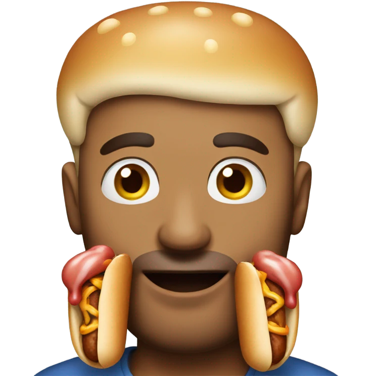 Man with hotdog in mouth emoji