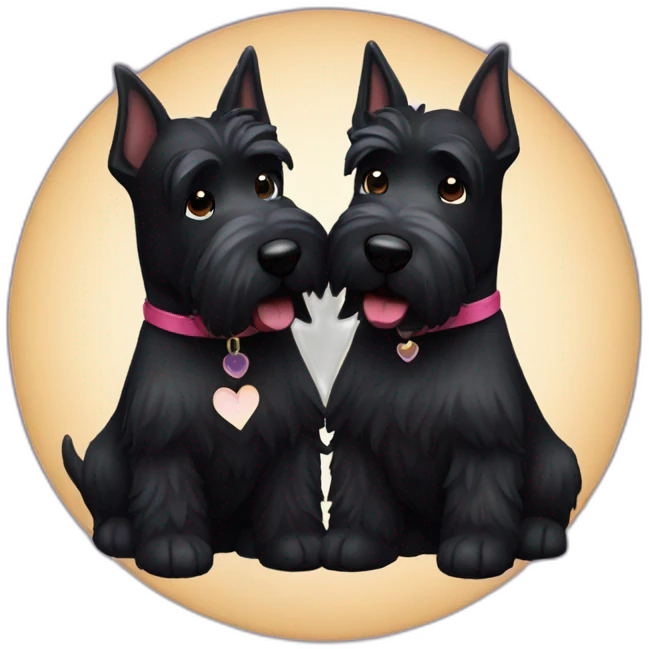Two black Scottish terrier kissing emoji