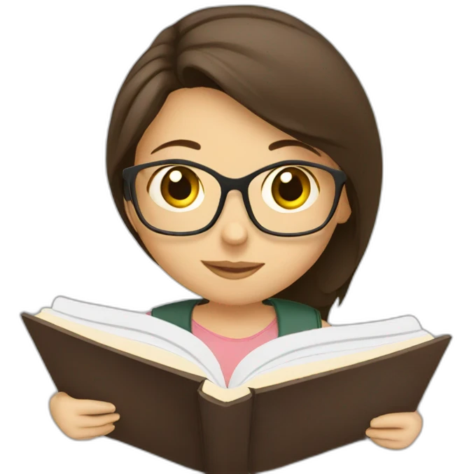 Brunette girl studying emoji