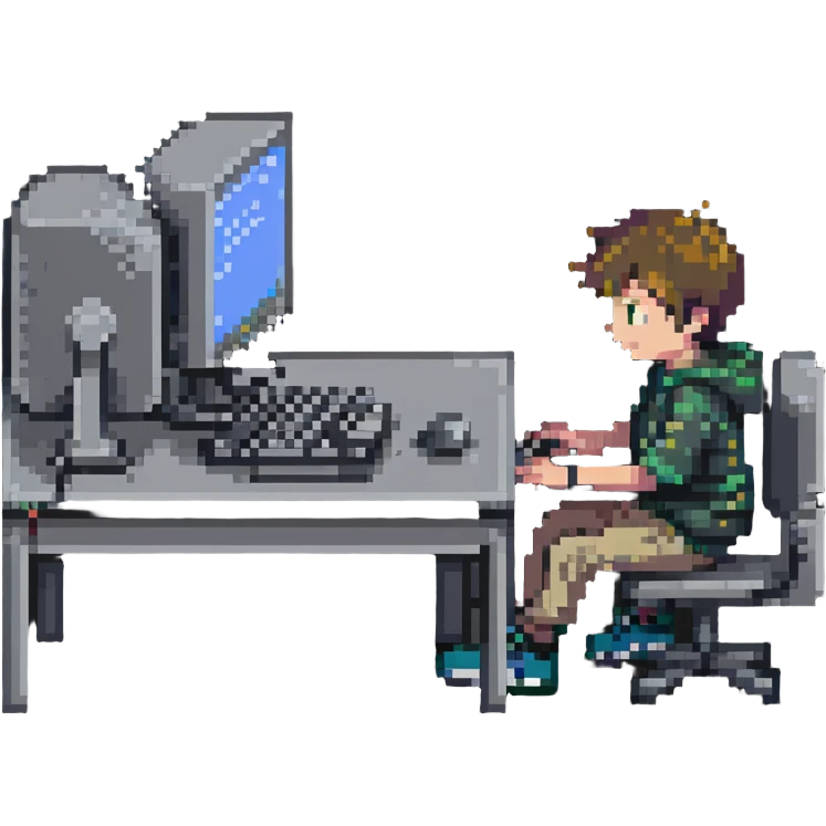 a boy coding on a computer emoji