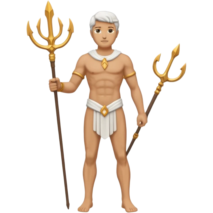 a marble man statue full body holding trident emoji