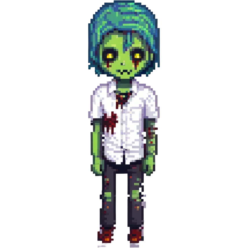 zombie boy with emo hair and white shirt emoji