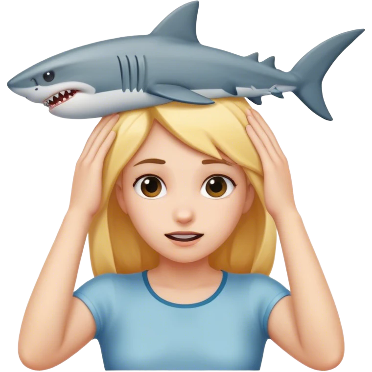 girl with hand over head like a shark emoji