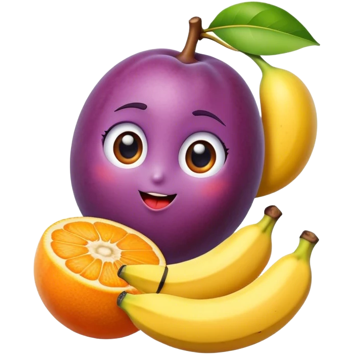 cute plum clementine and banana emoji