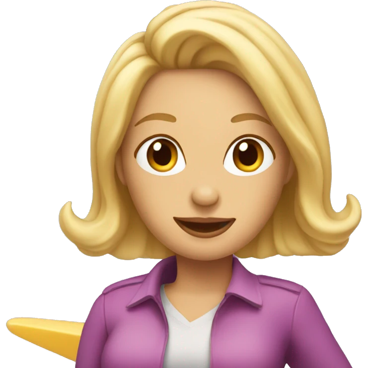 Lady with blonde hair riding plane on birthday emoji