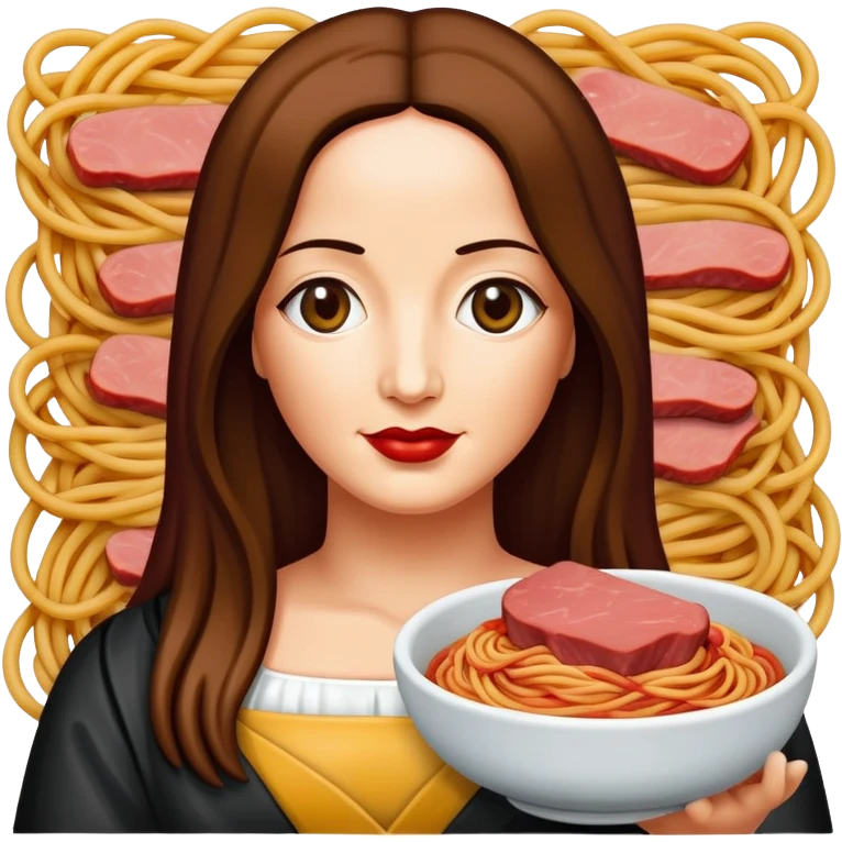 pop art monalisa SPAM meat spaghetti slop landscape  emoji