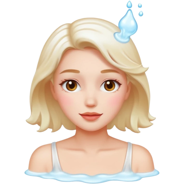 sexy woman blushing with white liquid all over them emoji