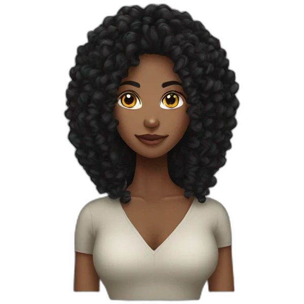 Beautiful Black women long kinky hair emoji