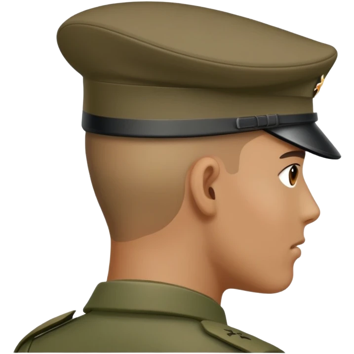 back view of soldier's head wearing a military cap emoji