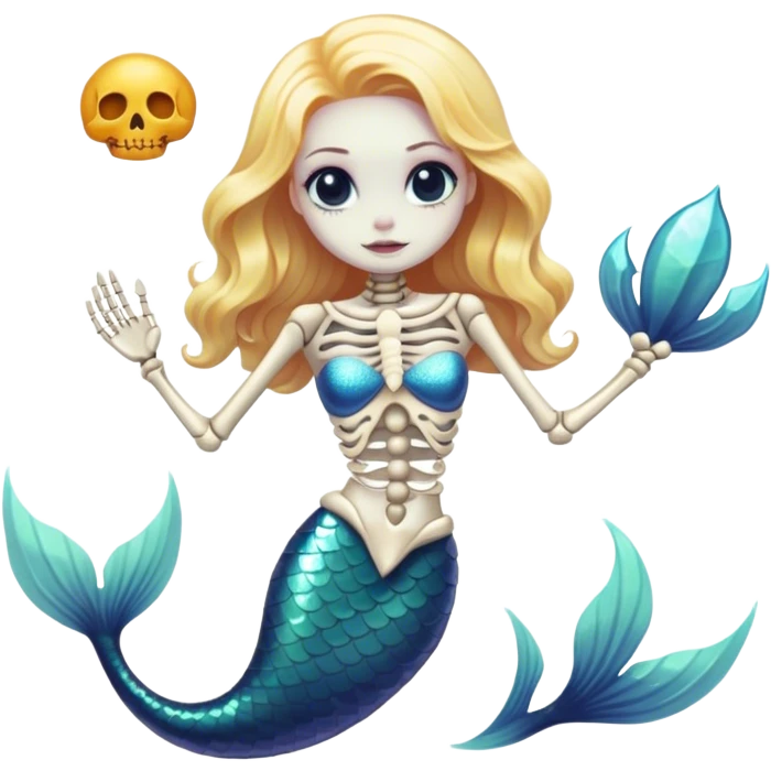 Skeleton mermaid emoji
