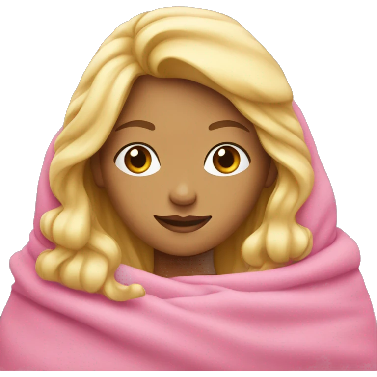 Blonde girl wrapped in a pink blanket emoji