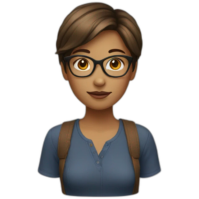Girl with glasses with brown short hair emoji