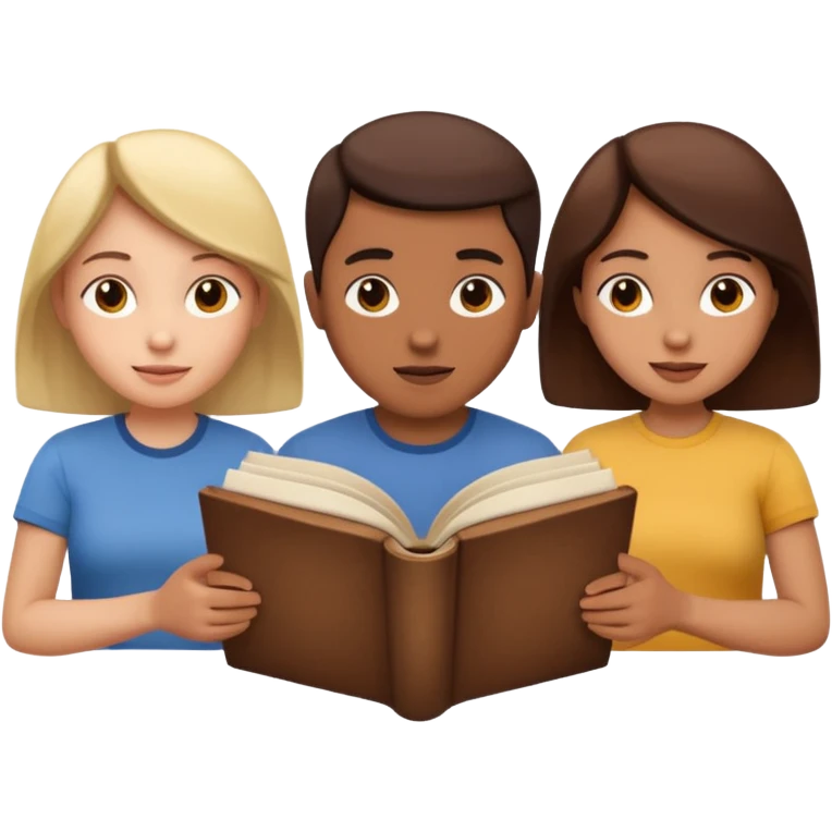 group of three figures inside a book emoji