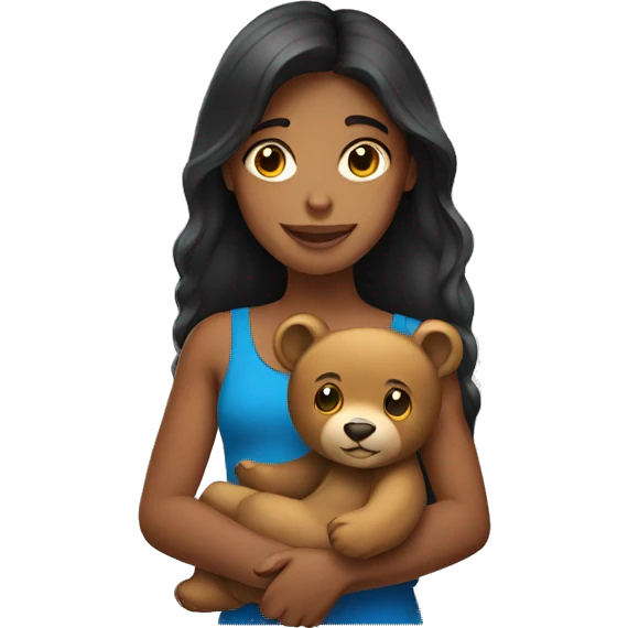 Brazilian girl holding a bear emoji