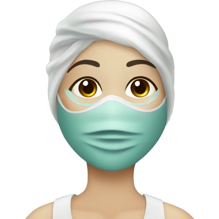 Lady with face mask spa beauty full face relaxing emoji