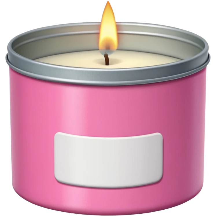 pink candle tin with label emoji