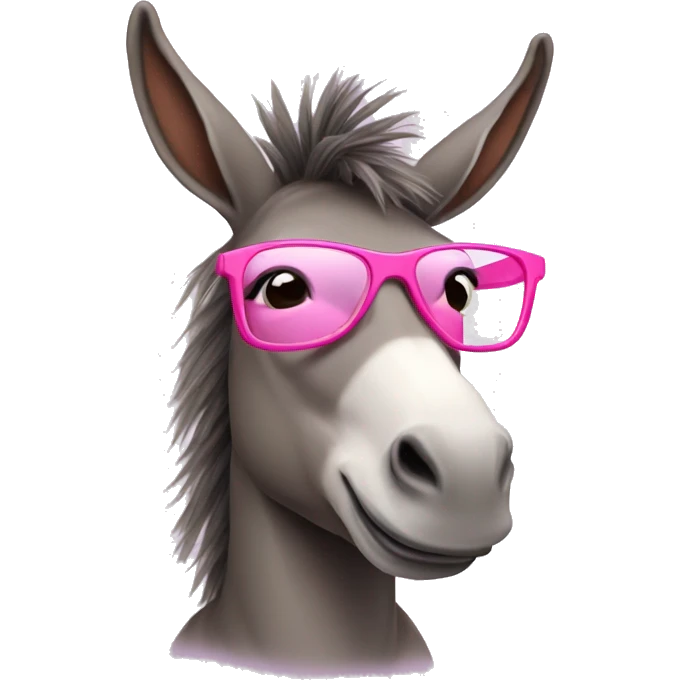 Donkey wearing a  pink tutu with long hair on its head and it's wearing pink glasses emoji