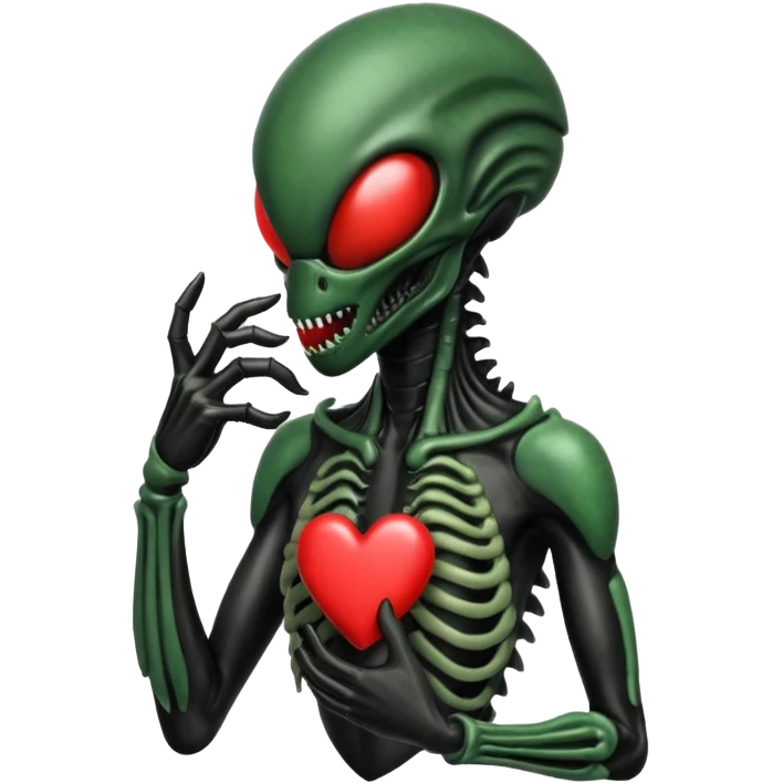black xenomorph making heart sign emoji