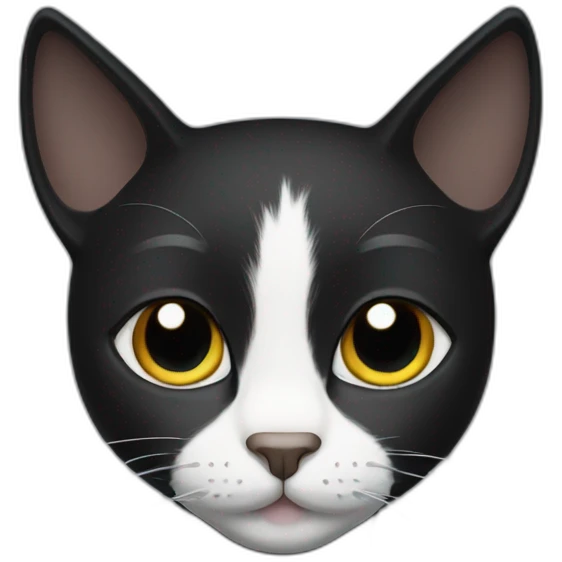 black cat with white stripe on nose and forehead emoji